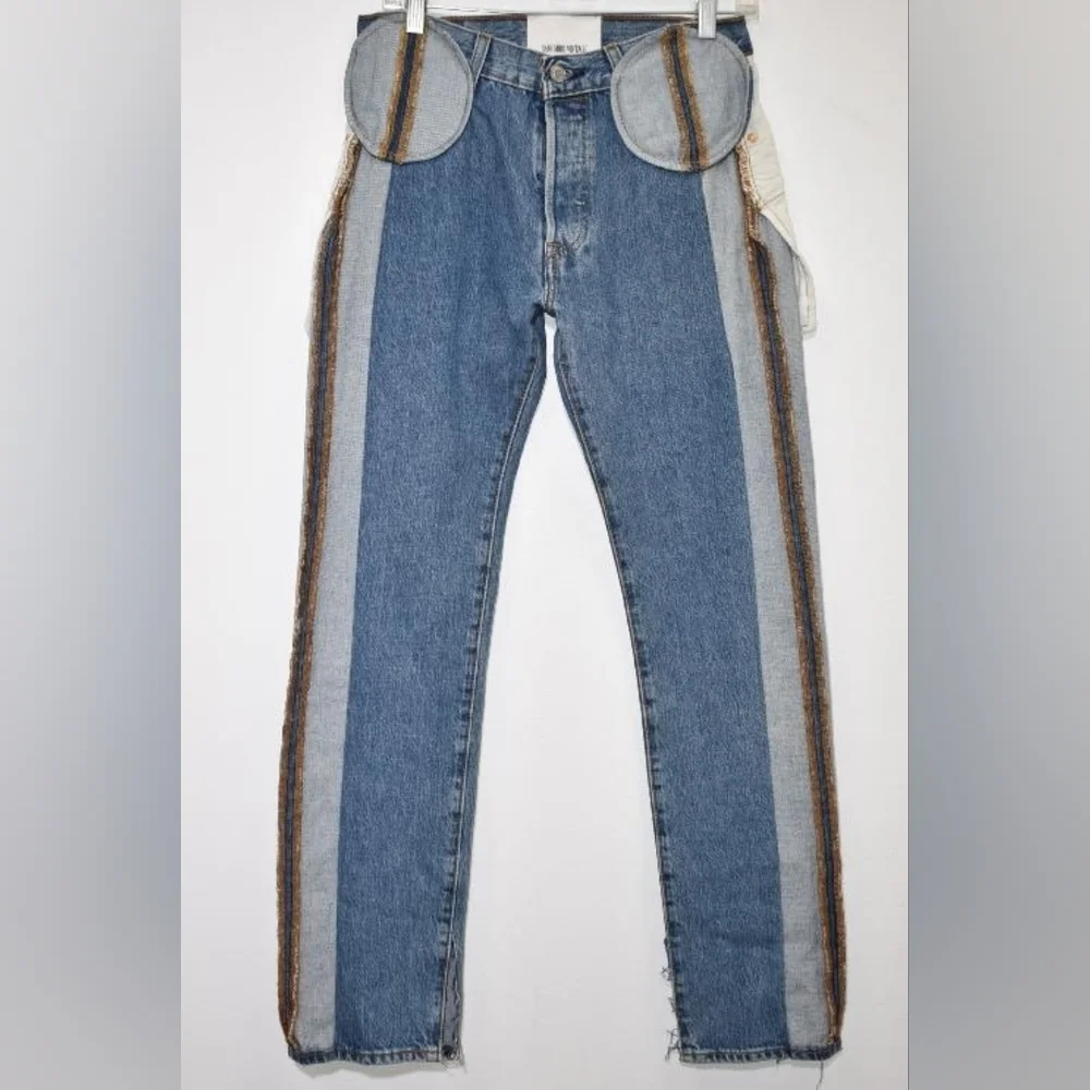 Levi's Men's Two-Tone Blue Stripe Slim Straight‎ Jeans